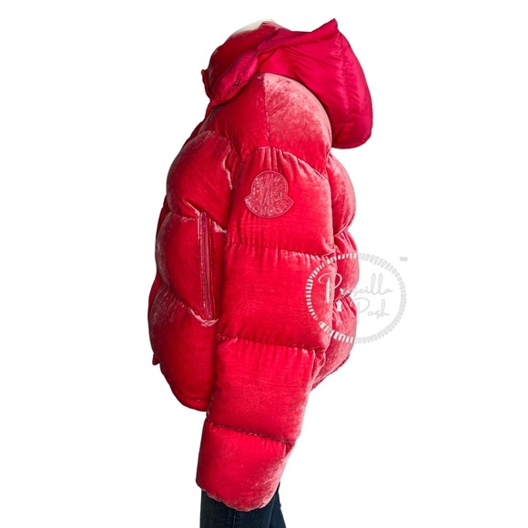 Moncler Hot Pink Velvet Quilted Down Puffer Jacket Goose Down Puffer Coat - Picture 7 of 16